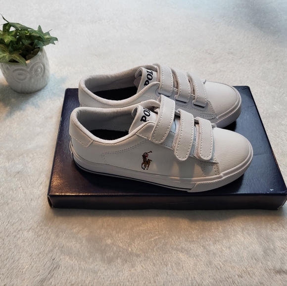 Polo Ralph Lauren Other - Polo Ralph Lauren Kids Easten EZ (Toddler) White/Multi Pony Player size 11.